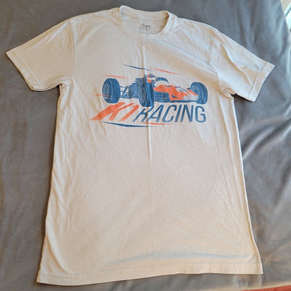 K1 Racing Men Small Cream T-Shirt Speed High‎ Performance Cotton Blend Tee